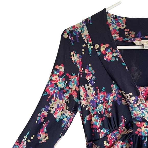 BODEN NAVY PATTERNED 3/4 SLEEVE DRESS - Picture 3 of 5